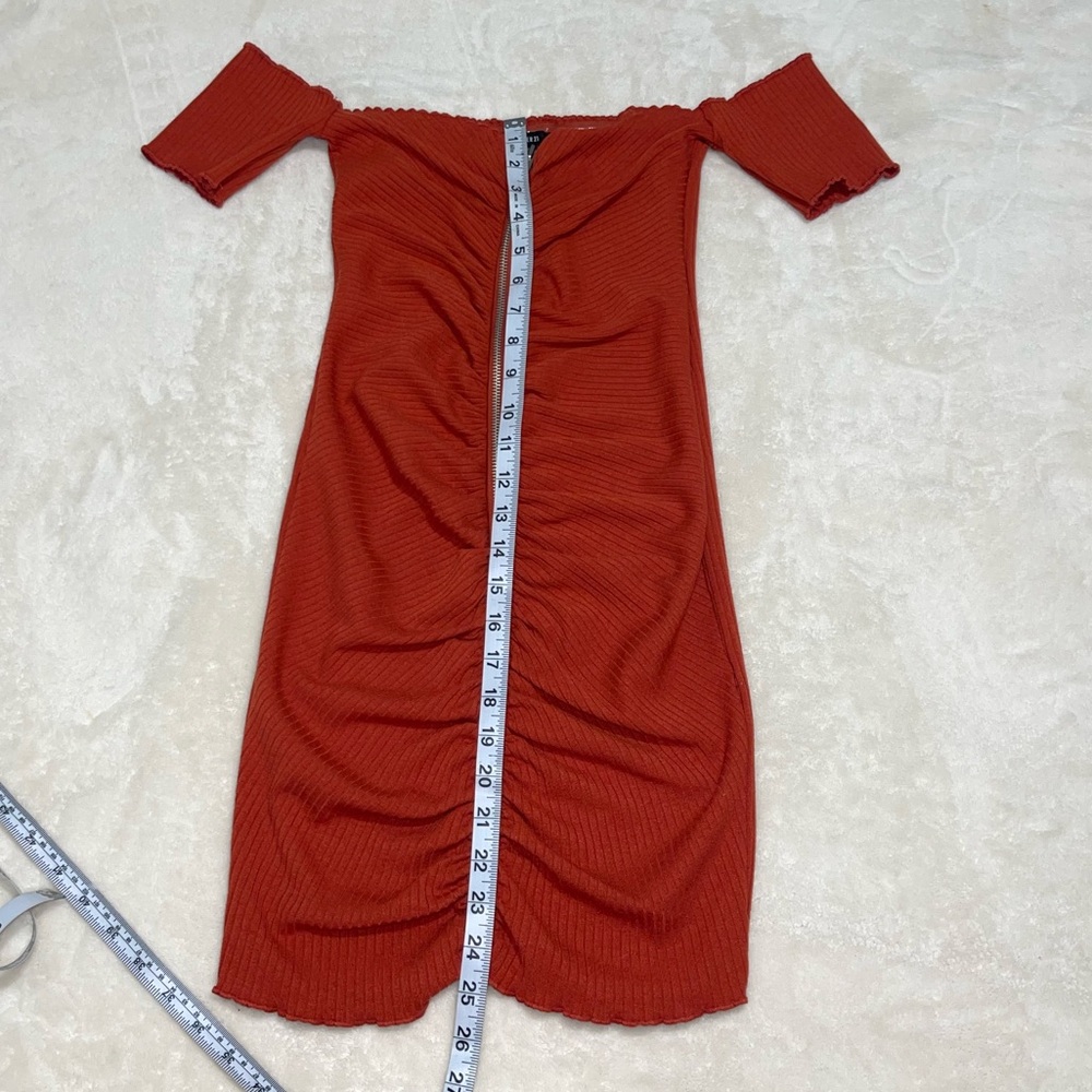 Rust Off-Shoulder Dress - Picture 2 of 6
